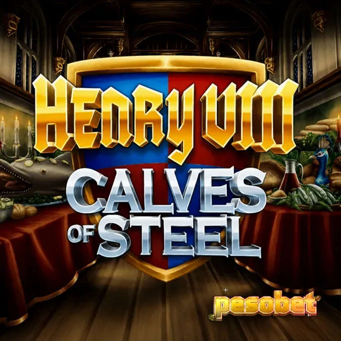 Isang visual na representasyon ng Henry 8th Calves of Steel slot na nagpapakita ng mga gym-themed na simbolo at ang Walking Wild mechanic.
